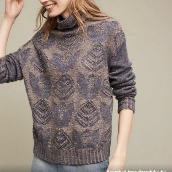 Anthropologie Folk Hansel from Basel Blue Foliage Sweater size small - Picture 1 of 3